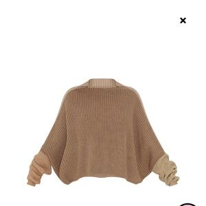 Women’s Pretty Little Thing Stone Colorblock Oversized knit sweater‎ size 8